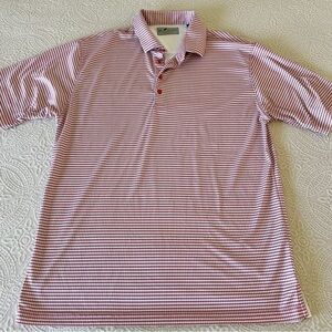 HL Sport Polo Golf Shirt White Red Houndstooth Large L